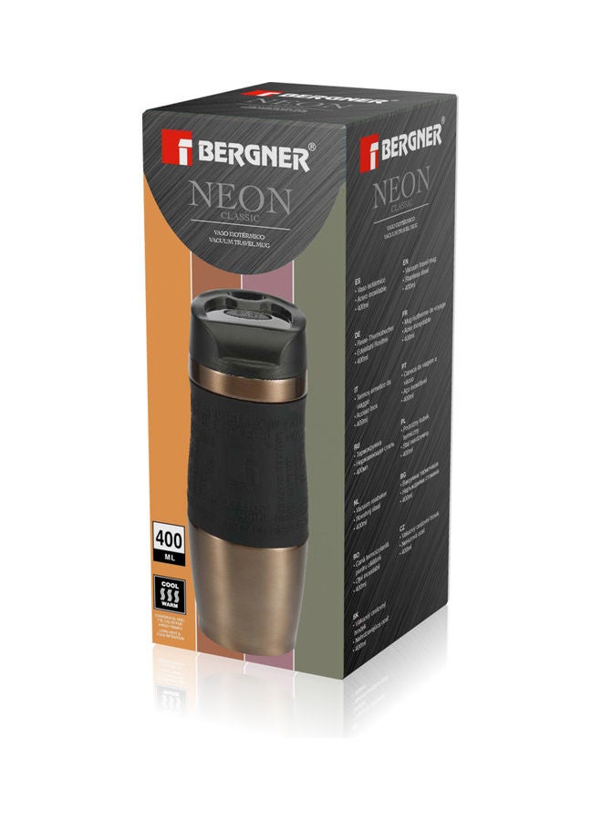 BERGNER Neon Classic Stainless Steel Vacuum Travel Mug Brown/Black 360ml - Image 3