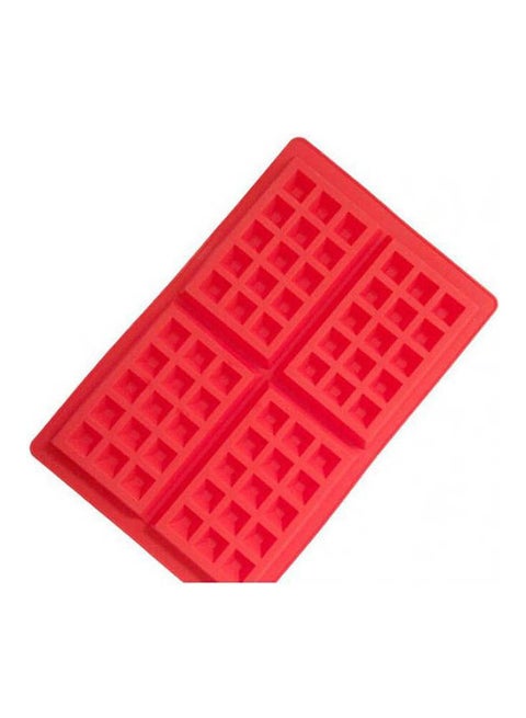 Silicone Waffle Cake Mousse Baking Mould Tools - 4 Grids Red