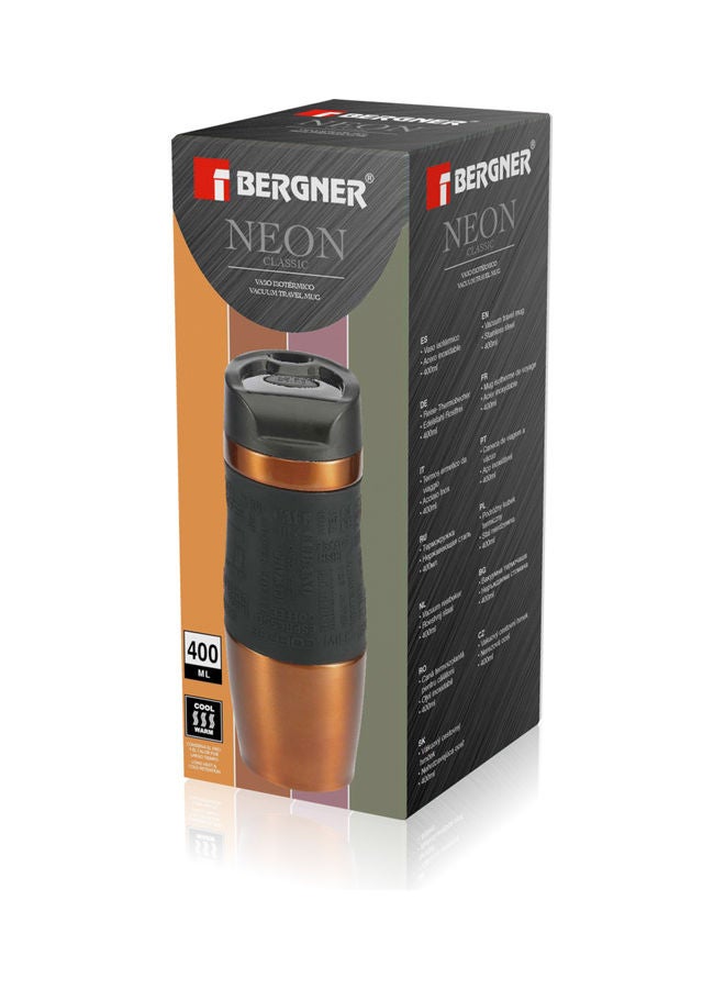 BERGNER Neon Classic Stainless Steel Vacuum Travel Mug Orange/Black 360ml - Image 3