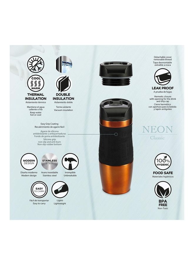 BERGNER Neon Classic Stainless Steel Vacuum Travel Mug Orange/Black 360ml - Image 4