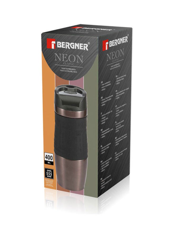 بيرجنر مج سفر  نيون بتصميم كلاسيكي من الستانلس ستيل بني/أسود 360ملليلتر - Image 3