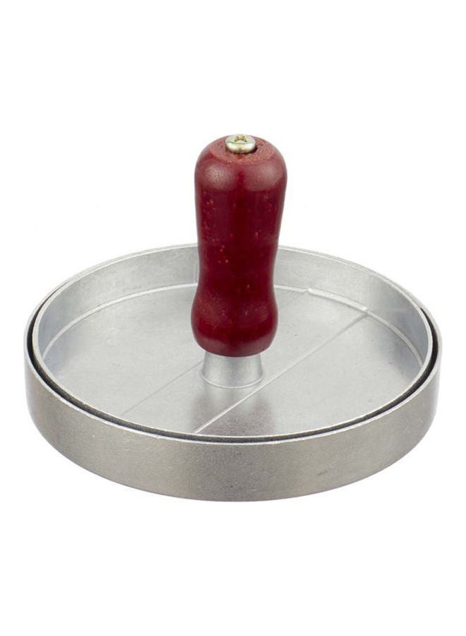 Image Hamburger Presser With Wooden Handle Silver  - Image 1