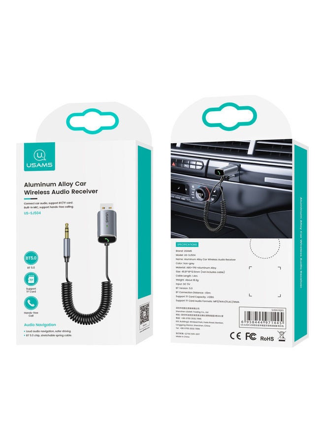 USAMS Aluminum Alloy Car Wireless Audio Receiver Iron-Grey - Image 4