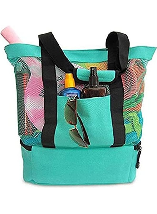 XiuWoo Mesh Large Beach Tote Zipper with Insulated Cooler Bag  - Image 1