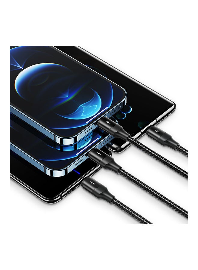 Usams 4 in 1 Fast Charging Aluminum Alloy Multi Function USB Data Cable Black - Image 3