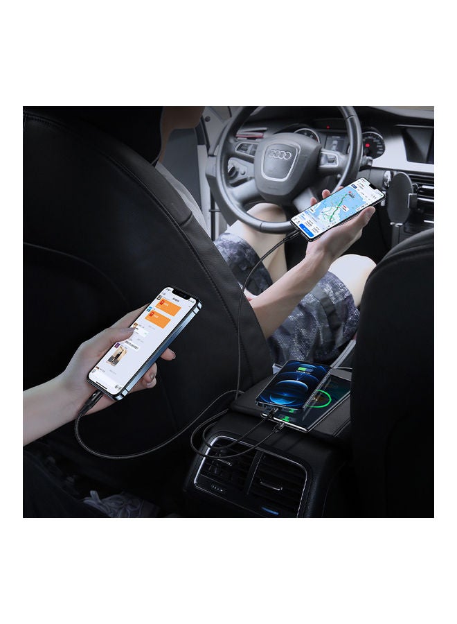 Usams 4 in 1 Fast Charging Aluminum Alloy Multi Function USB Data Cable Black - Image 4