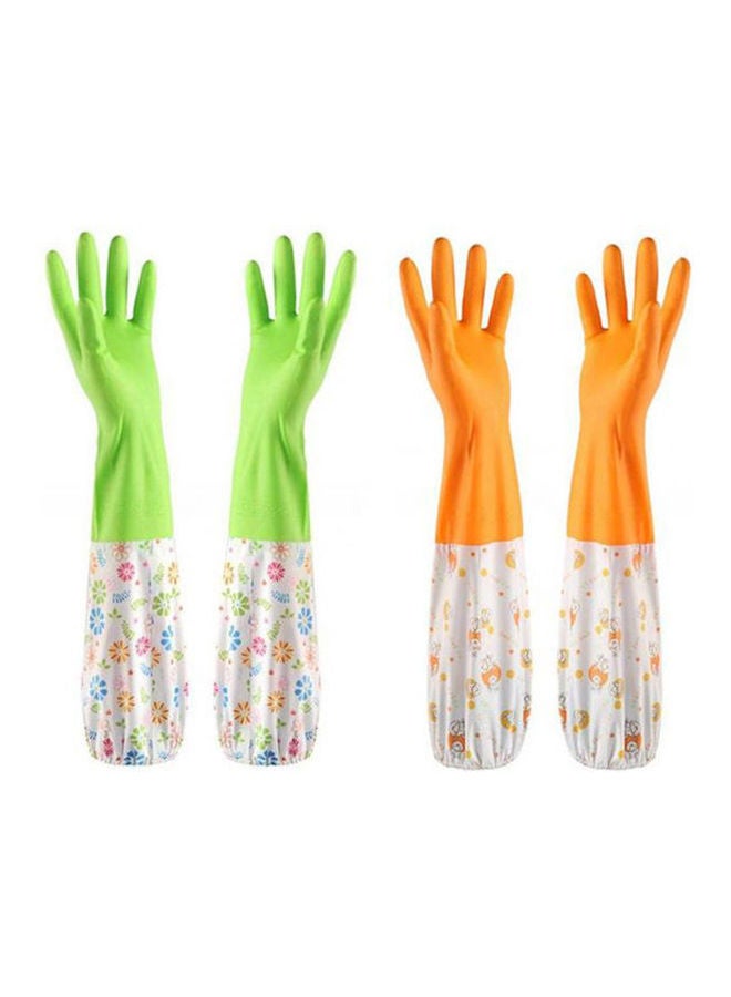 Thickened Washing Gloves- Waterproof Household Latex Gloves For Kitchen Dish Washing Laundry Cleaning Set Of 2 Multicolour 