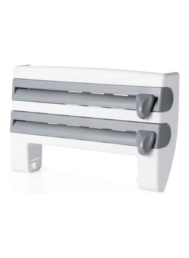 Generic Plastic Refrigerator Cling Film Storage Rack Wrap Cutter Wall Hanging Paper Towel Holder Kitchen Organizer Grey/White  - Image 1