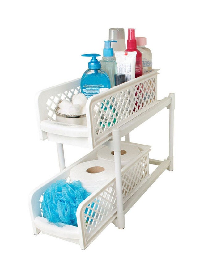 Generic Under Sink Sliding Shelf Two Tier Kitchen White  - Image 2