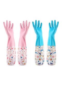 Generic Thickened Cleaning Gloves Set Of 2 Household Washing Gloves Waterproof Latex Gloves For Kitchen Dish Washing Laundry Cleaning Multicolour  - Image 1