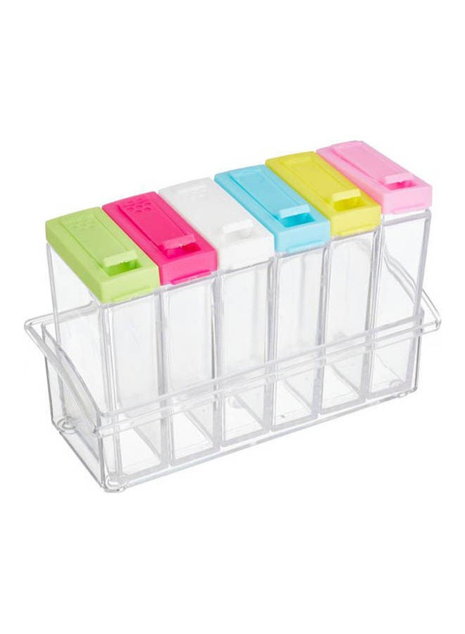 Generic Acrylic Spice Jars Set With Cover   6 Pieces Multicolour  - Image 1
