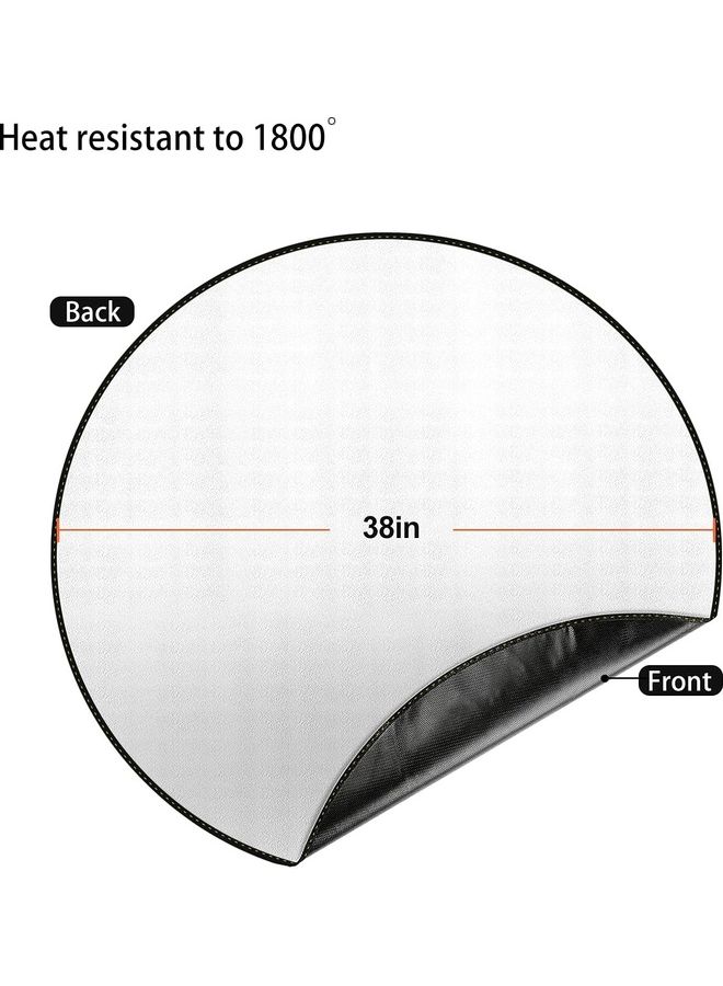 XiuWoo Round Fire Pit Grill Mat Grey 38inch - Image 2