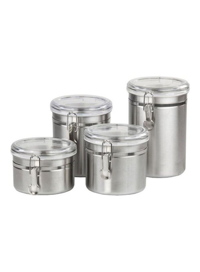Tea, Sugar, Coffee And Other Storage Sets Of 4 Pieces Silver