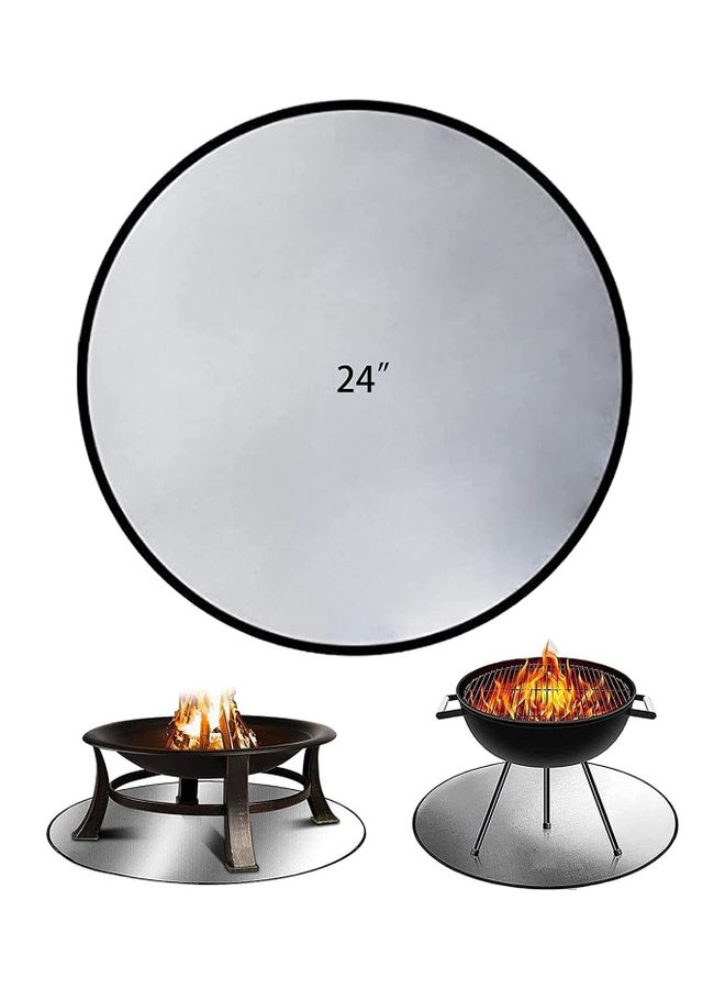 XiuWoo Round Pit Gas BBQ Fireproof Mat Grey 24inch - Image 1
