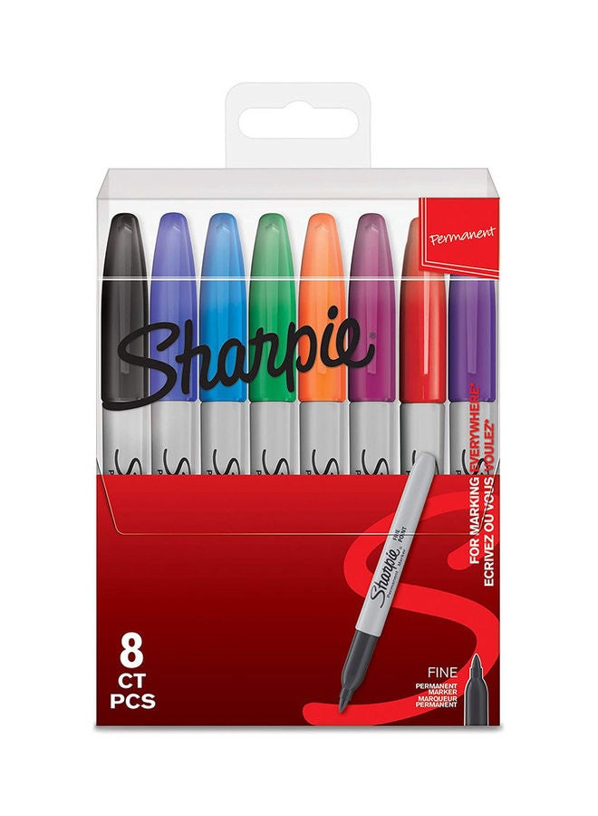 8-Piece Fine Tip Permanent Markers Set Multicolour - v1627525706/N49573648A_1