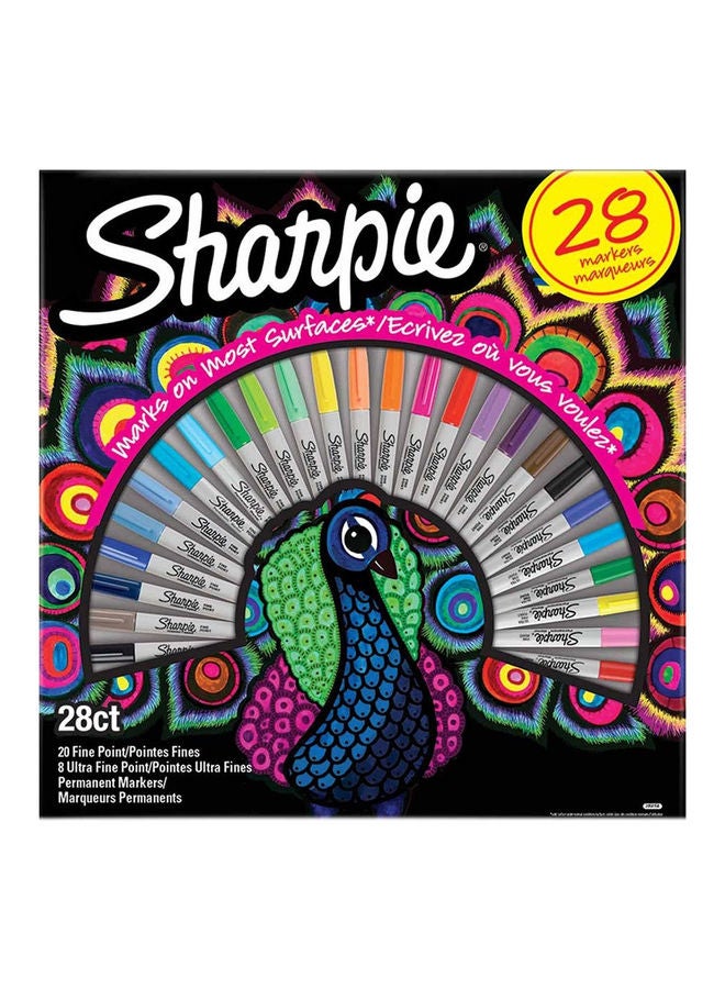 28-Piece Permanent Markers Peacock Pack Multicolour - v1627525714/N49573627A_1