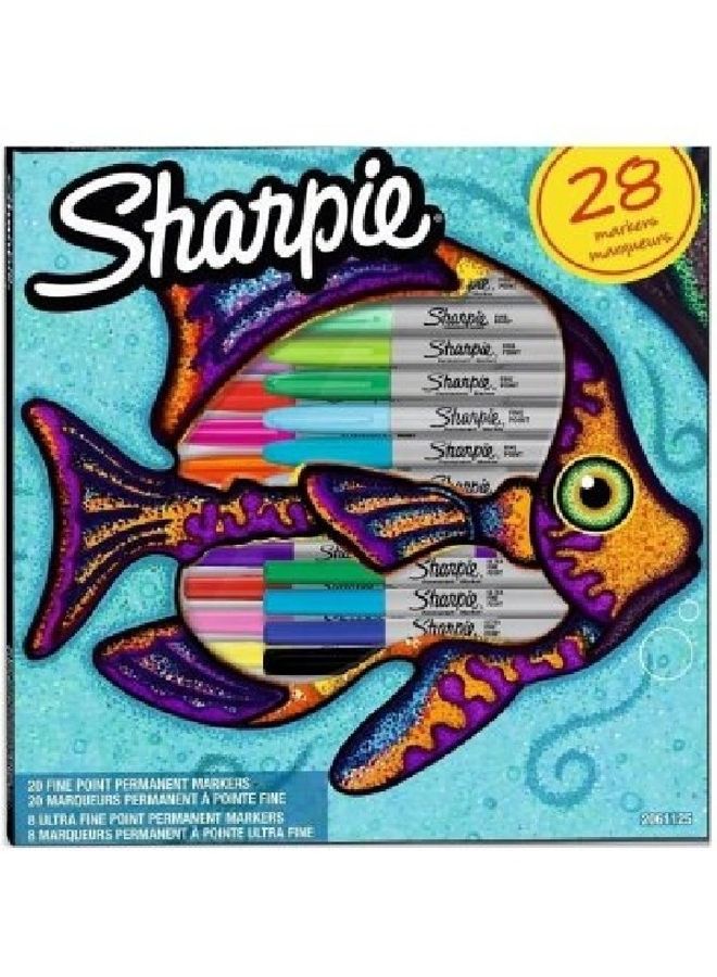 Sharpie 28-Piece Permanent Markers Fish Pack Multicolour 