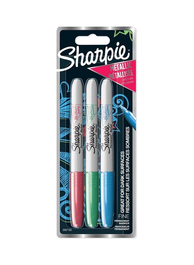 Sharpie 3-Piece Metallic Permanent Markers Set Multicolour - Image 1