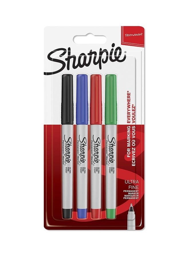 Sharpie 4-Piece Ultra Fine Tip Permanent Markers Set Multicolour 