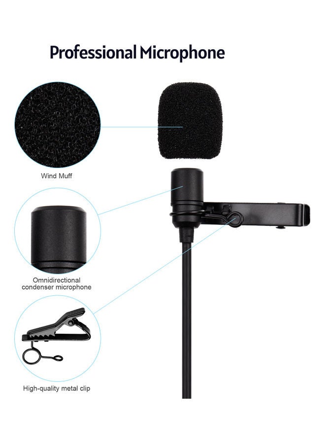 Generic - Mini Clip-on Lavalier Lapel Condenser Microphone Style 1 Black - Image 1