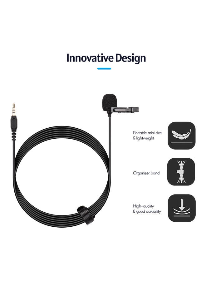Generic - Mini Clip-on Lavalier Lapel Condenser Microphone Style 1 Black - Image 1