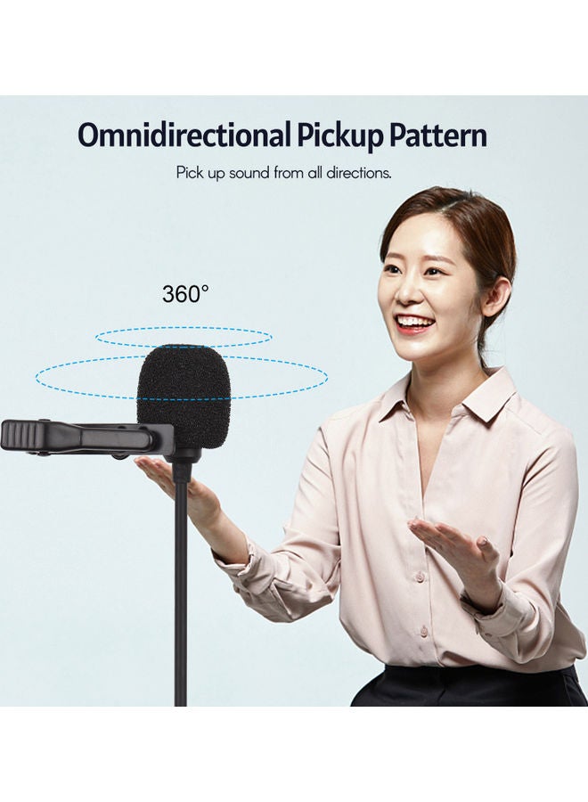 Generic - Mini Clip-on Lavalier Lapel Condenser Microphone Style 1 Black - Image 1