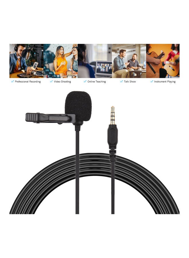 Generic - Mini Clip-on Lavalier Lapel Condenser Microphone Style 1 Black - Image 1