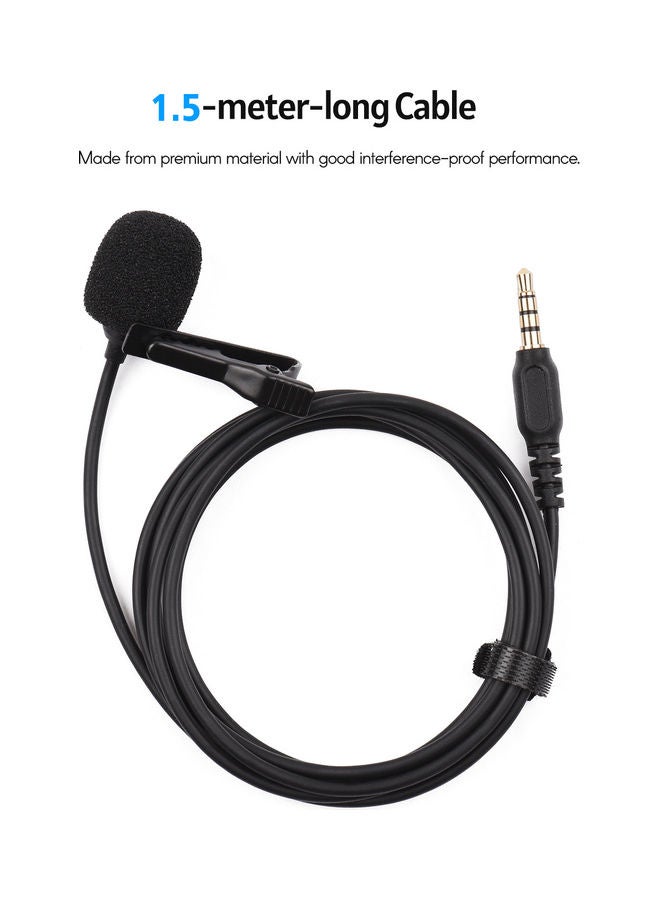 Generic - Mini Clip-on Lavalier Lapel Condenser Microphone Style 1 Black - Image 1