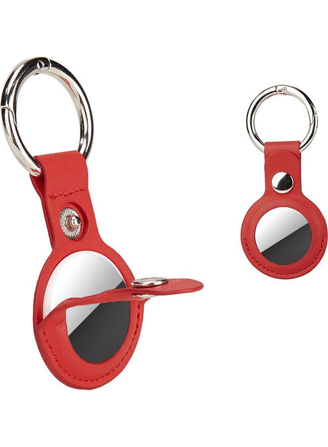 O Ozone Pack of 2 Keychain Holder For AirTag Leather Case Key Ring Red - Image 5