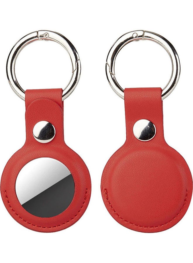 O Ozone Pack of 2 Keychain Holder For AirTag Leather Case Key Ring Red - Image 1
