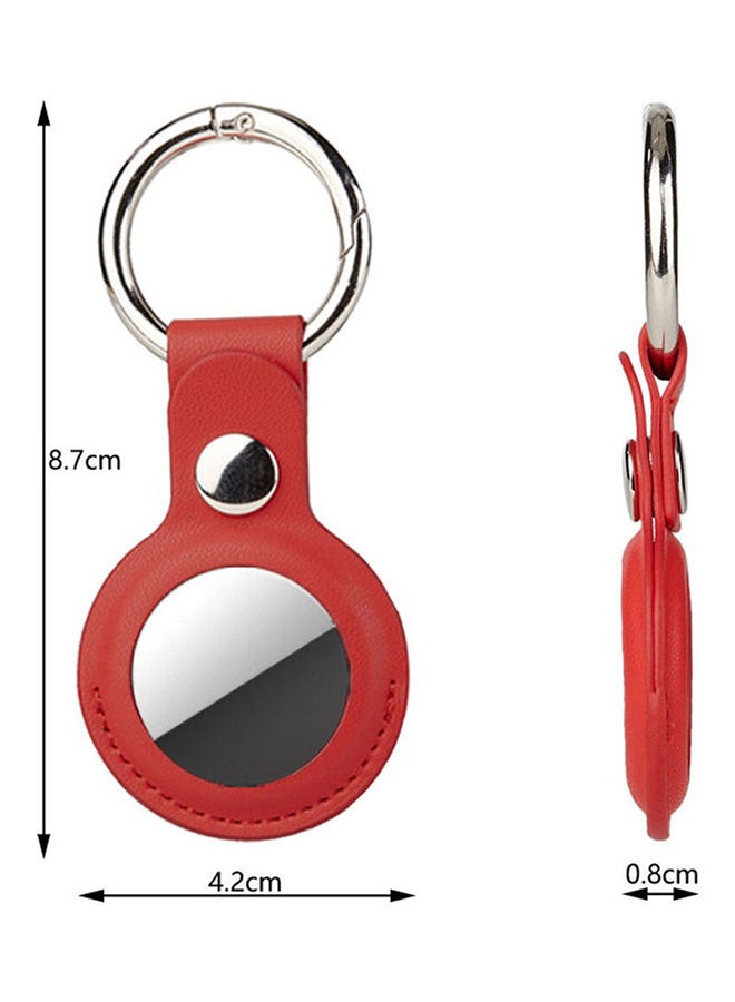O Ozone Pack of 2 Keychain Holder For AirTag Leather Case Key Ring Red - Image 4