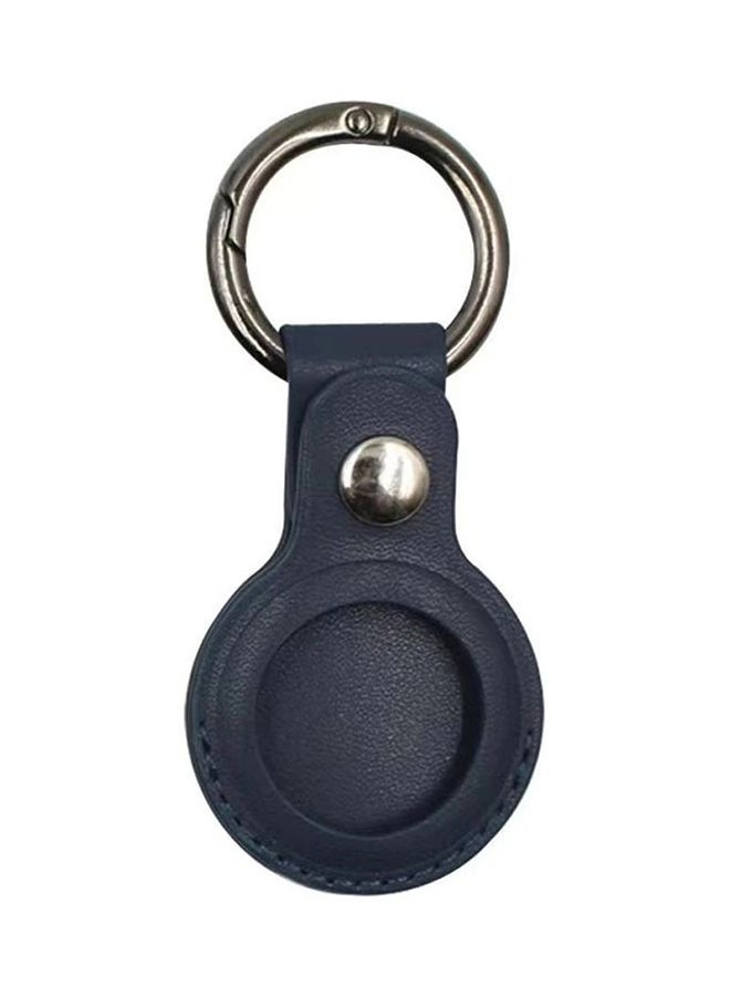 O Ozone Pack of 2 Keychain Holder For AirTag Leather Case Key Ring Dark Blue - Image 2