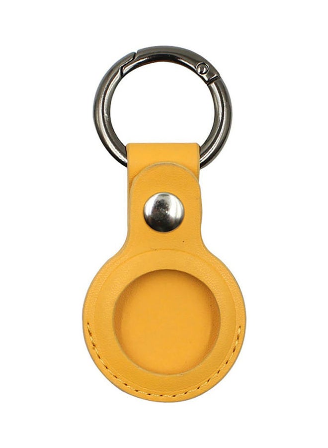 O Ozone Pack of 2 Keychain Holder For AirTag Leather Case Key Ring Yellow - Image 2