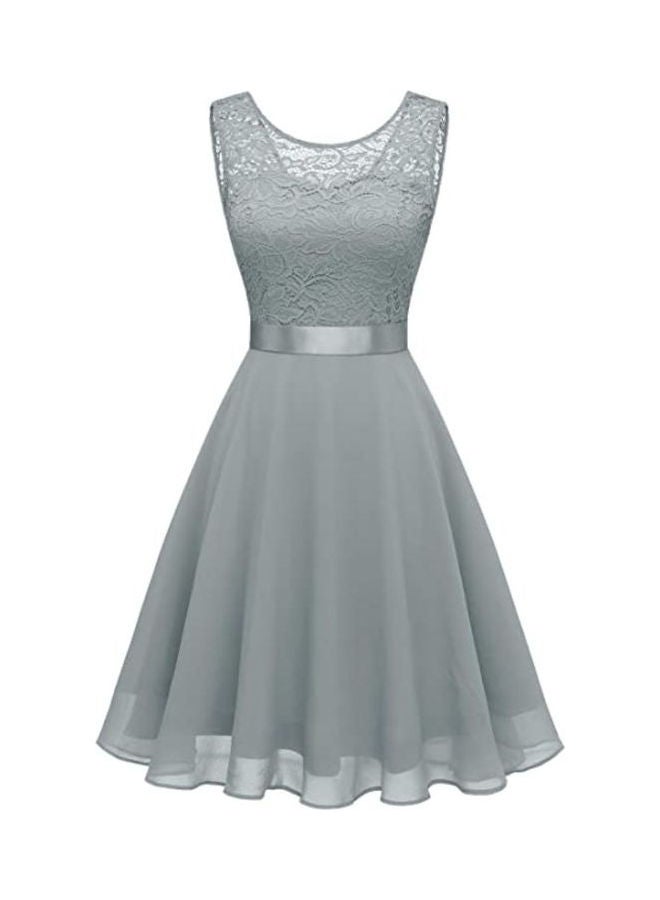 Floral Lace A-Line Dress Grey - Image 1
