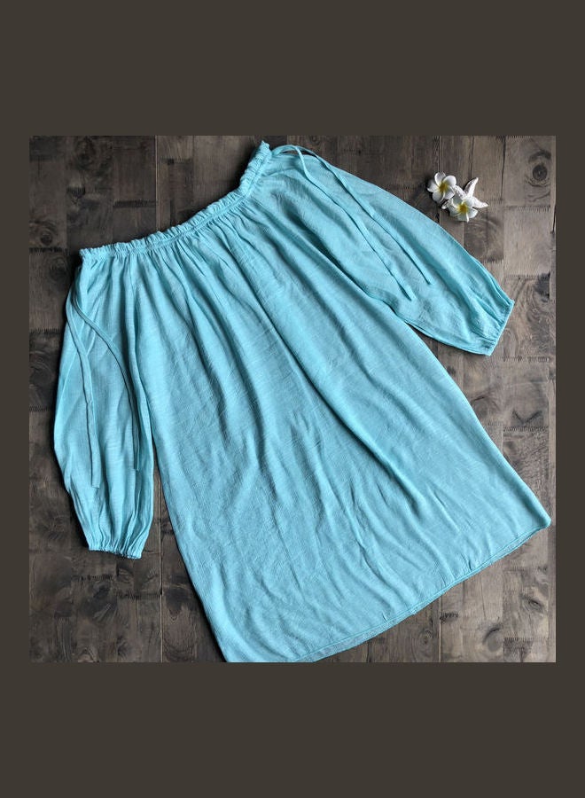 HALAMODO Off Shoulder Beachwear Cover Up Blue - Image 1