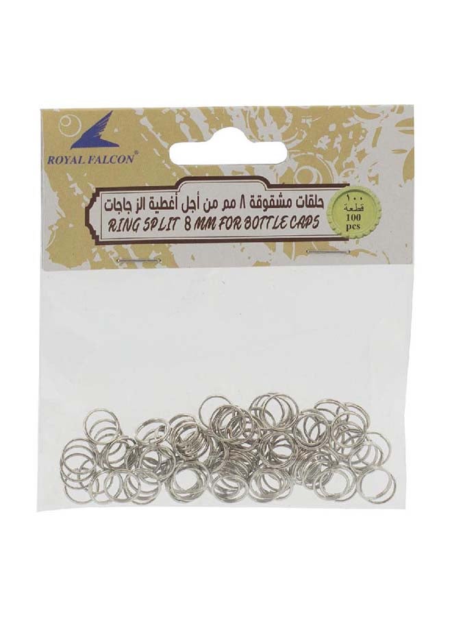 Royal Falcon 100-Piece Round Chrome Ring Split For Bottle Caps Silver