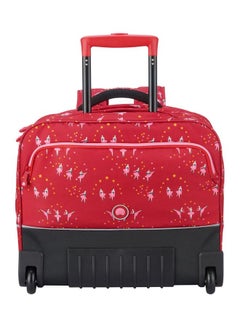DELSEY Girls Horizontal School Trolley Backpack 16.53 Inches Red/Black  - Image 1