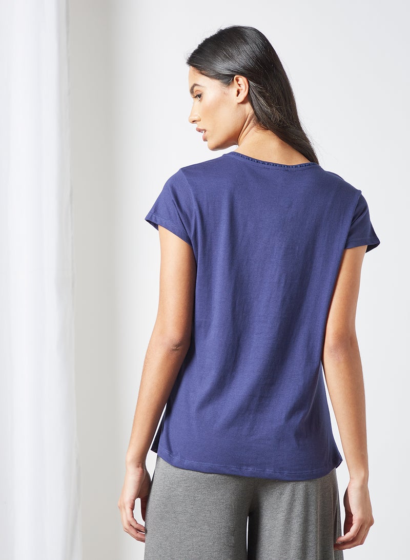zivame - Slogan Print Pyjama Top Navy - Image 1