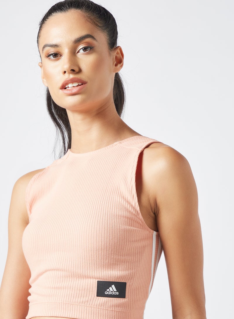 Adidas - Ribbed Crop Tank Top Pink - Image 1