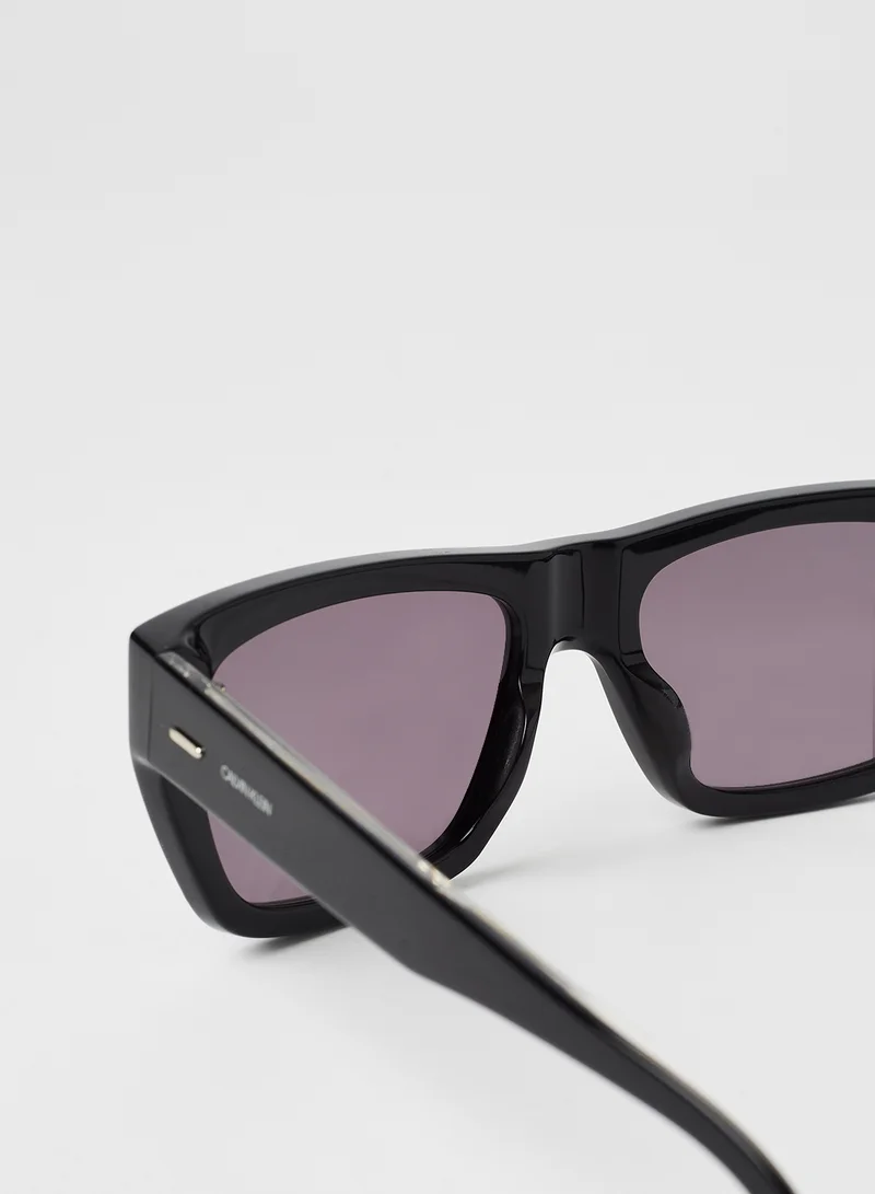 CALVIN KLEIN Men's Full Rimmed Rectangular Frame Sunglasses - Lens Size: 56 mm