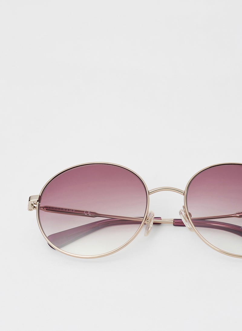 لونج شامب نظارة شمسية بإطار دائري معدني كامل الحواف - مقاس العدسة: 58 مم للنساء - Image 4