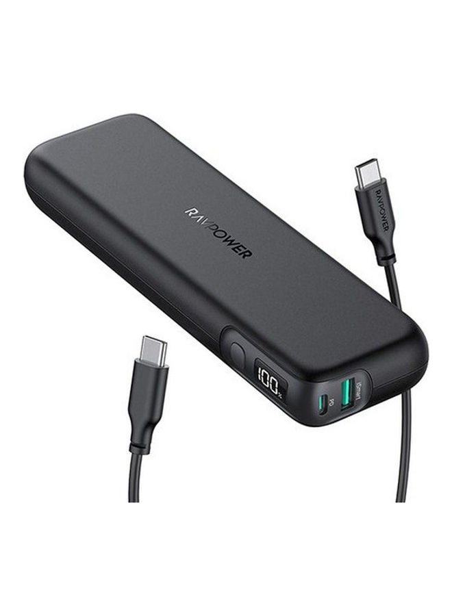 RAVPOWER 15000 mAh MFi Certified 2 Port Portable Power Bank With Charging Cable Black  - Image 2