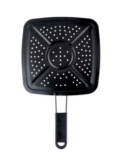 Square Burning Rice Preventer with Stainless Steel Handle Black 33X19.5cm