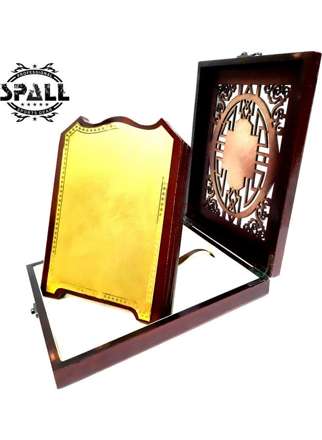 سبال درع خشبي على شكل كأس ذهبي/بني - Image 1