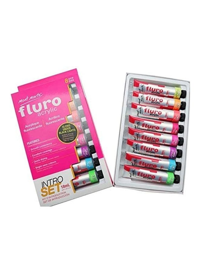 Mont Marte - 8-Piece Fluro Acrylic Paint Intro Set Multicolour - Image 1