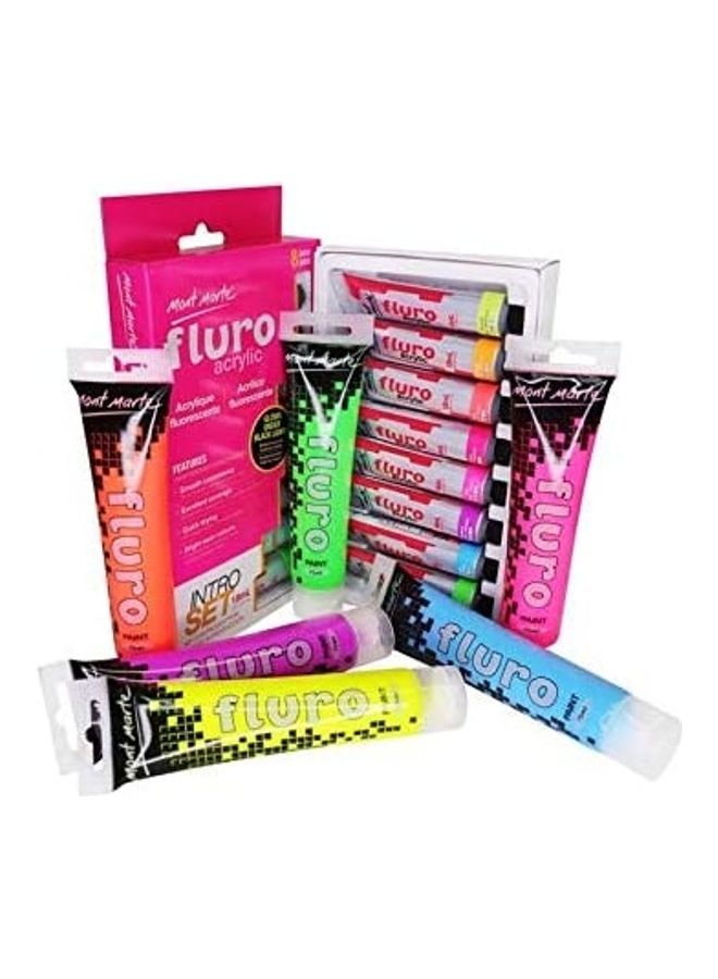 Mont Marte - 8-Piece Fluro Acrylic Paint Intro Set Multicolour - Image 1