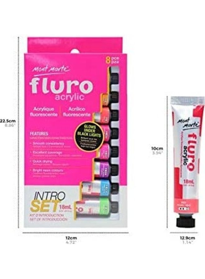 Mont Marte - 8-Piece Fluro Acrylic Paint Intro Set Multicolour - Image 1