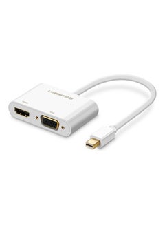 يو جرين محول/كابل 2 في 1 من Ugreen عالي الدقة 1080 بكسل 4K Thunderbolt Mini DisplayPort DP إلى HDMI وVGA بغلاف بلاستيكي لجهاز العرض والتلفزيون والشاشة (فضي)  - Image 1