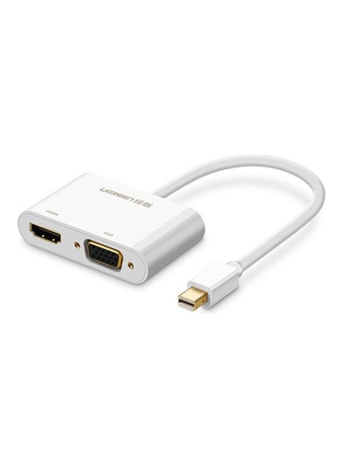 Ugreen 2 in 1 HD 1080P 4K Thunderbolt Mini DisplayPort DP to HDMI & VGA Plastic Shell Adapter Converter / Cable for Projector,Television,Monitor(Silver) Silver