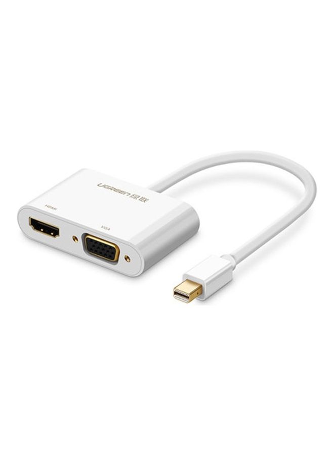 Ugreen Ugreen 2 in 1 HD 1080P 4K Thunderbolt Mini DisplayPort DP to HDMI & VGA Plastic Shell Adapter Converter / Cable for Projector,Television,Monitor(Silver) Silver  - Image 1